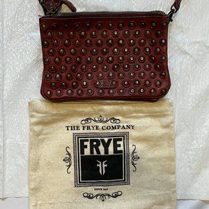 Frye Jenna Studded Disc Burgundy Leather Crossbody Purse